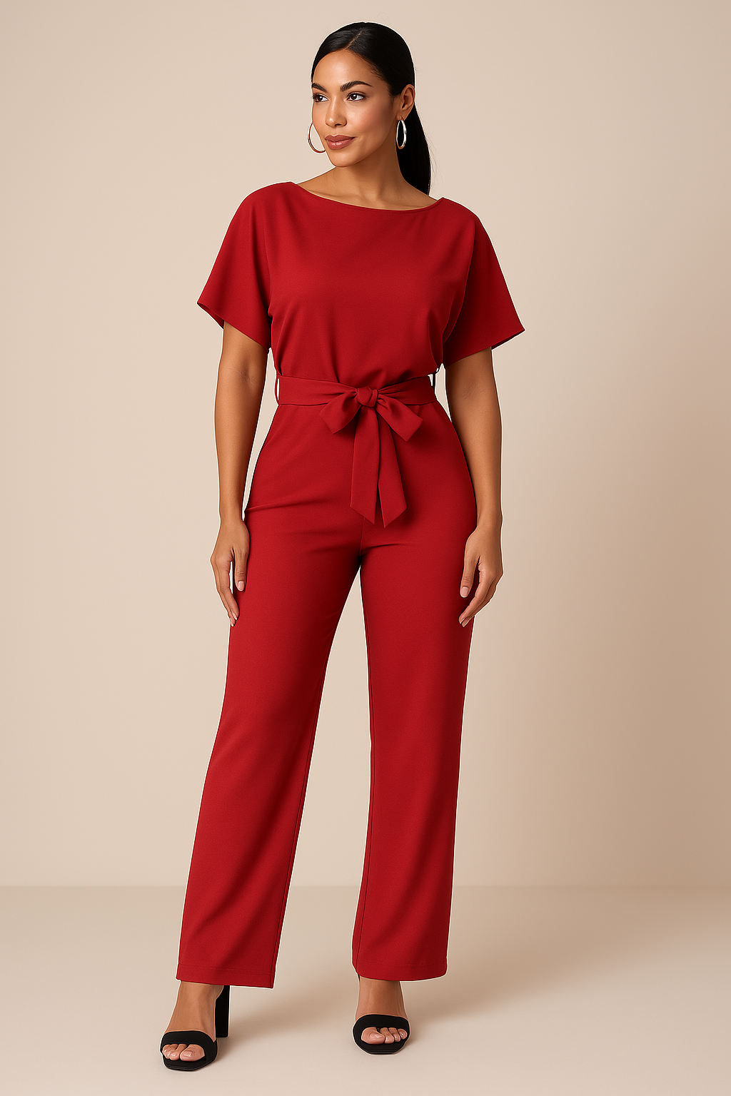 Wearclo | Women's Wide Leg Jumpsuit with Belt