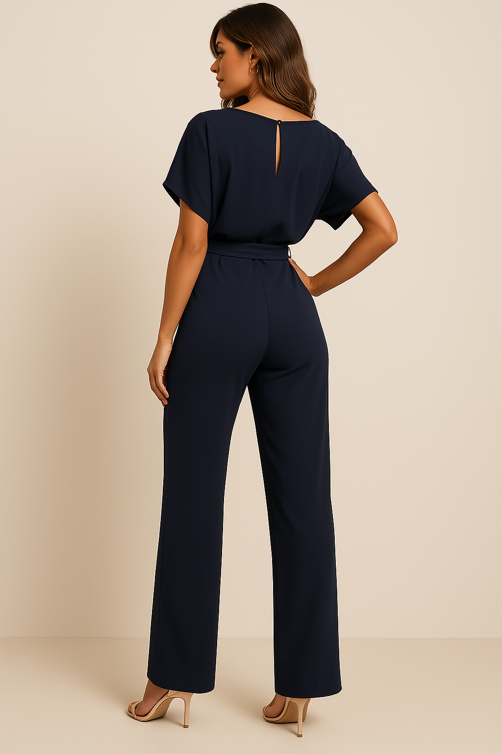 Wearclo | Women's Wide Leg Jumpsuit with Belt