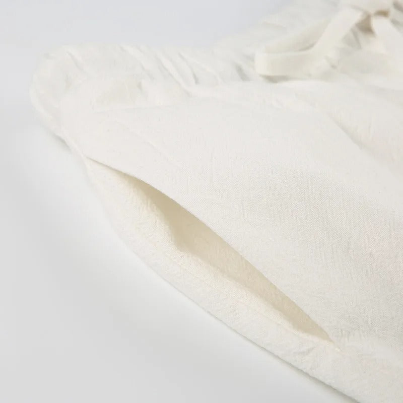 Wearclo | Women's Wide Leg Linen Pants with Drawstring Waist
