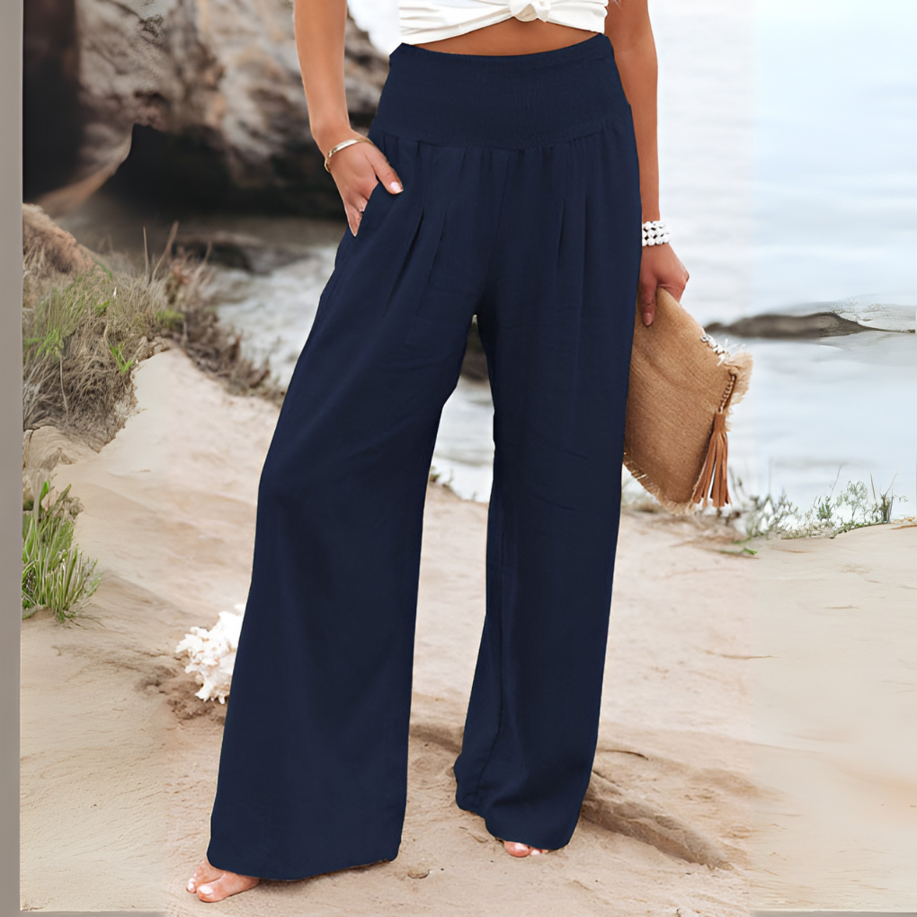 Wearclo | Women's Wide-Leg Smocked Waist Pants