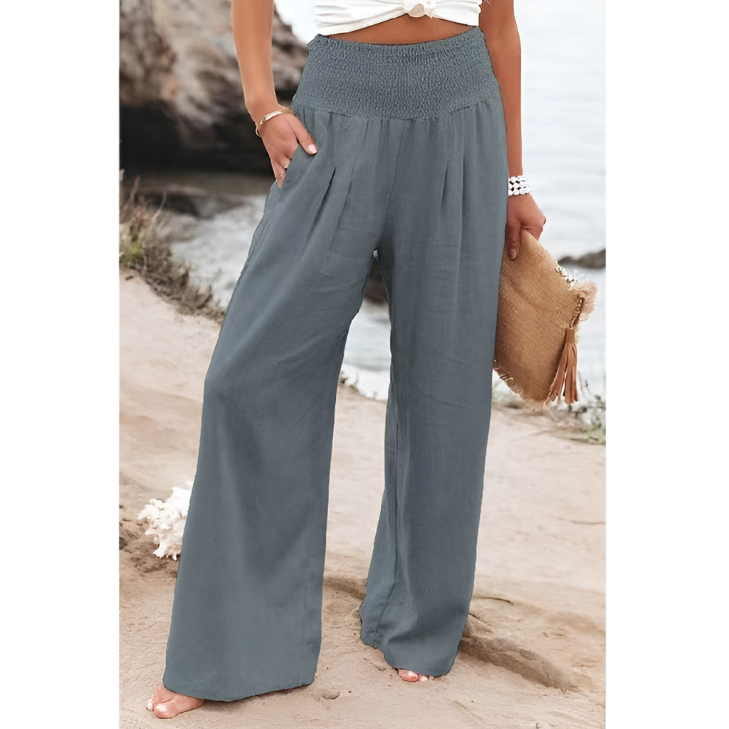Wearclo | Women's Wide-Leg Smocked Waist Pants