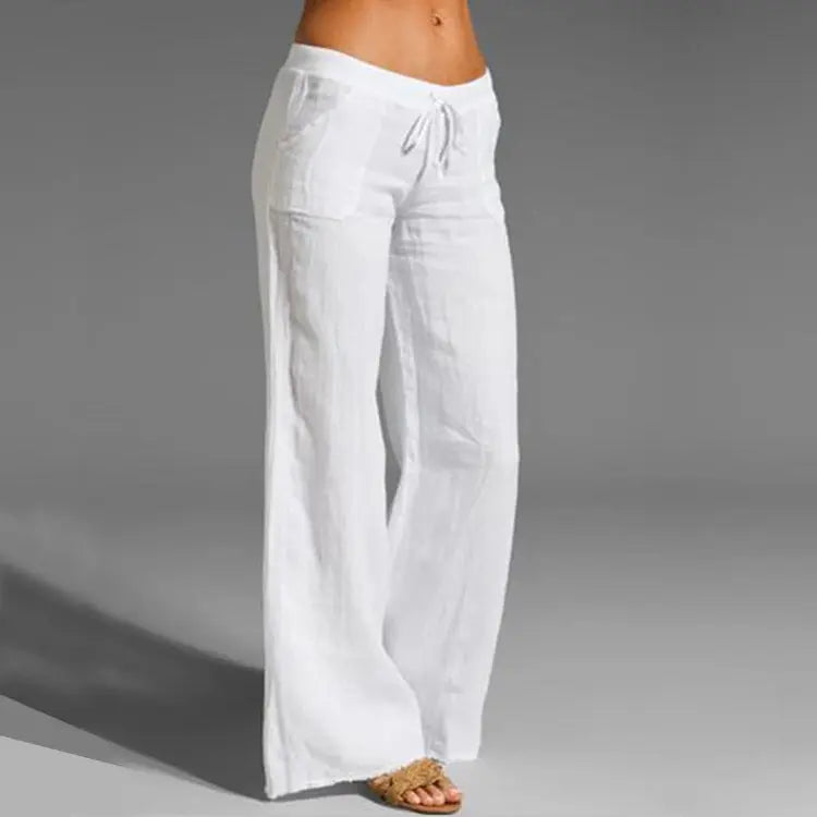Wearclo | Women's Wide-Leg Trousers with Drawstring Waist