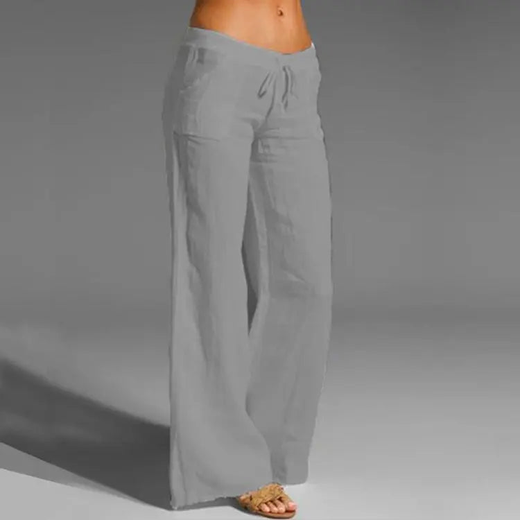 Wearclo | Women's Wide-Leg Trousers with Drawstring Waist