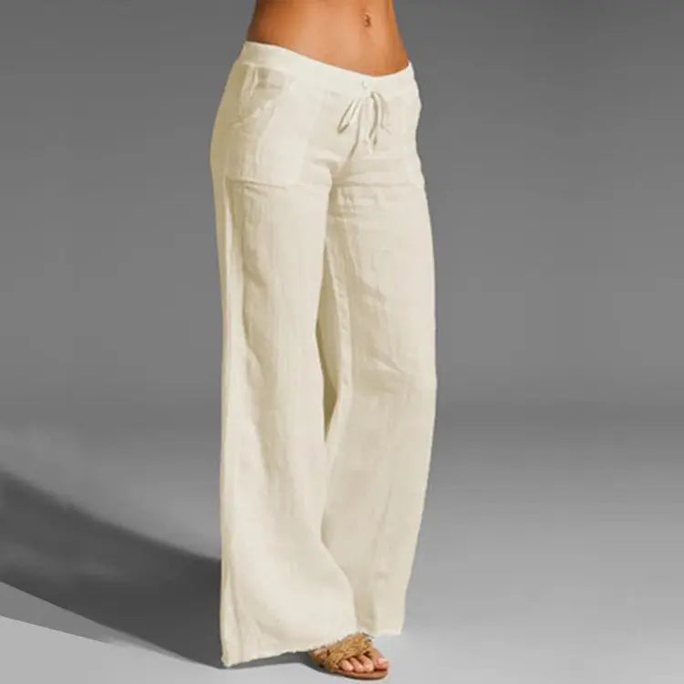 Wearclo | Women's Wide-Leg Trousers with Drawstring Waist