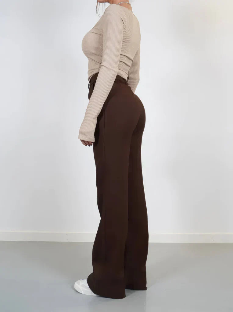Wearclo | Women's Wide Leg Trousers with Stitch Detail