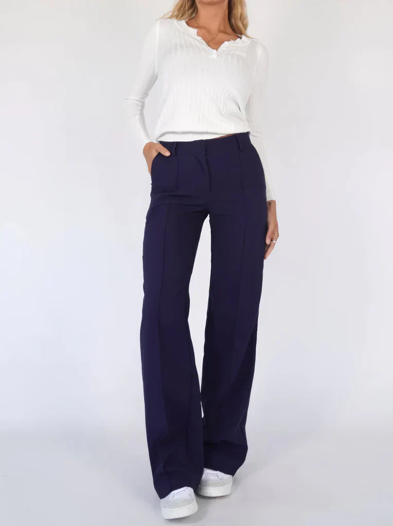 Wearclo | Women's Wide Leg Trousers with Stitch Detail