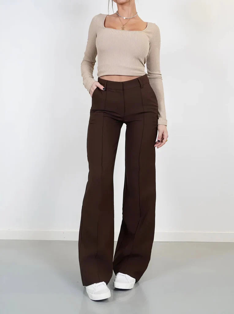 Wearclo | Women's Wide Leg Trousers with Stitch Detail