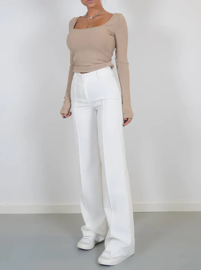 Wearclo | Women's Wide Leg Trousers with Stitch Detail
