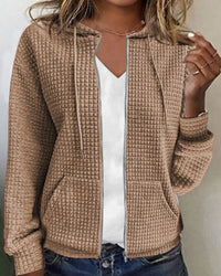 Women's Cozy Waffle Knit Zip-Up Hoodie