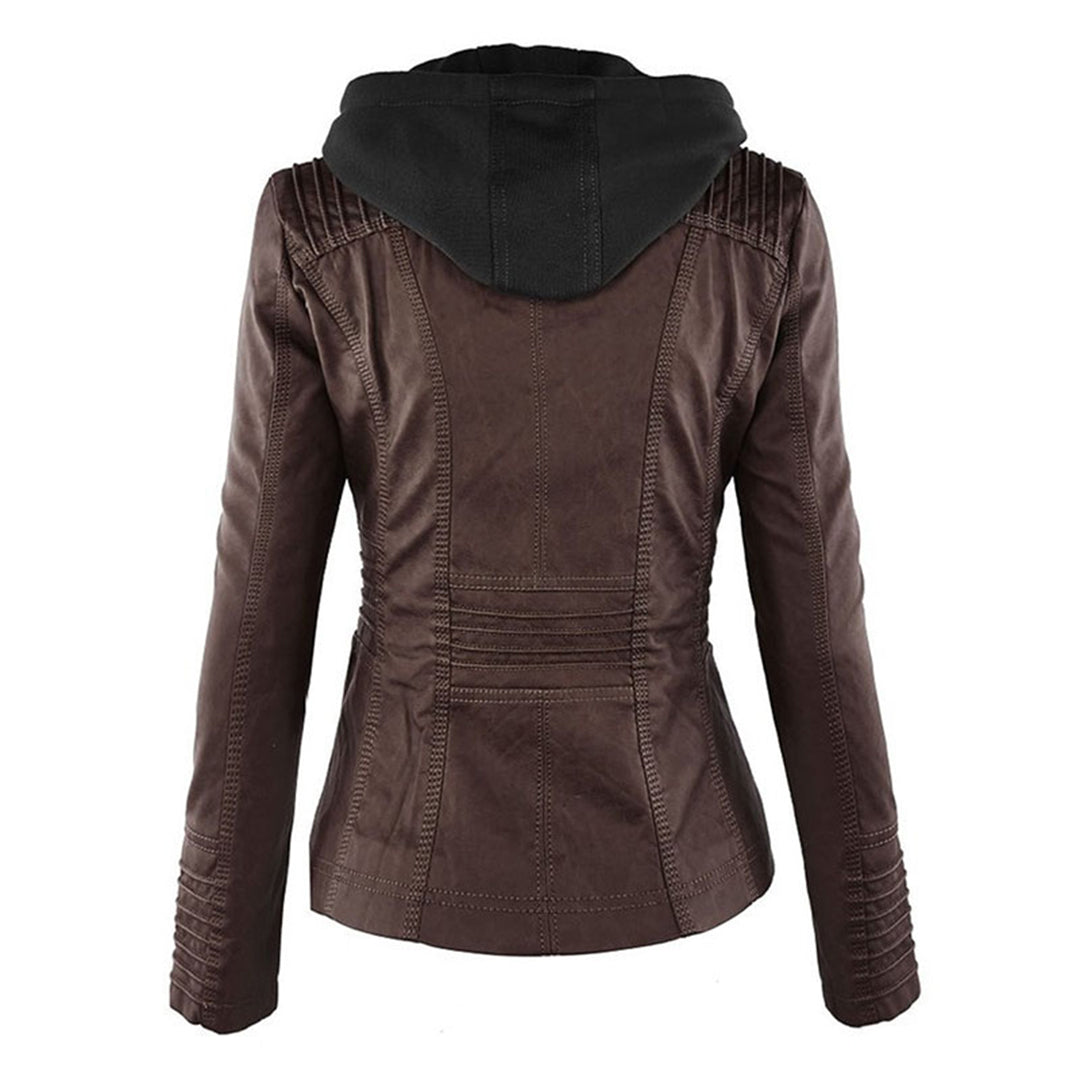 Weatherproof Women's Faux Leather Jacket with Hood