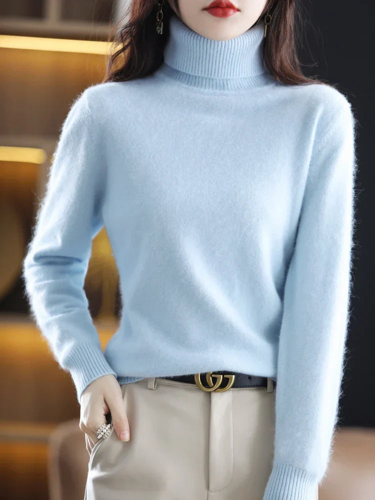 Women's 100 Percent Cashmere Turtleneck Sweater Warm Slim Fit Knit In 23 Colors