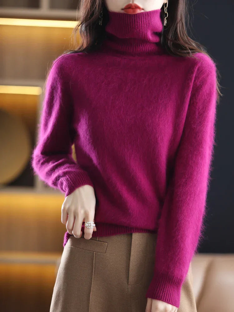 Women's 100 Percent Cashmere Turtleneck Sweater Warm Slim Fit Knit In 23 Colors
