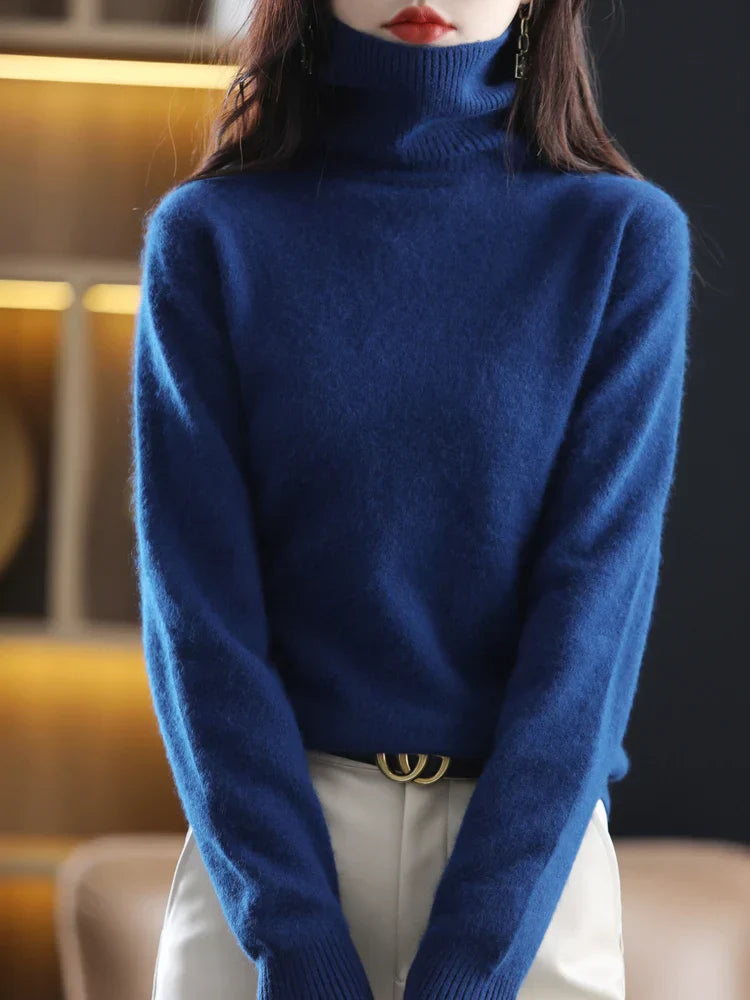 Women's 100 Percent Cashmere Turtleneck Sweater Warm Slim Fit Knit In 23 Colors