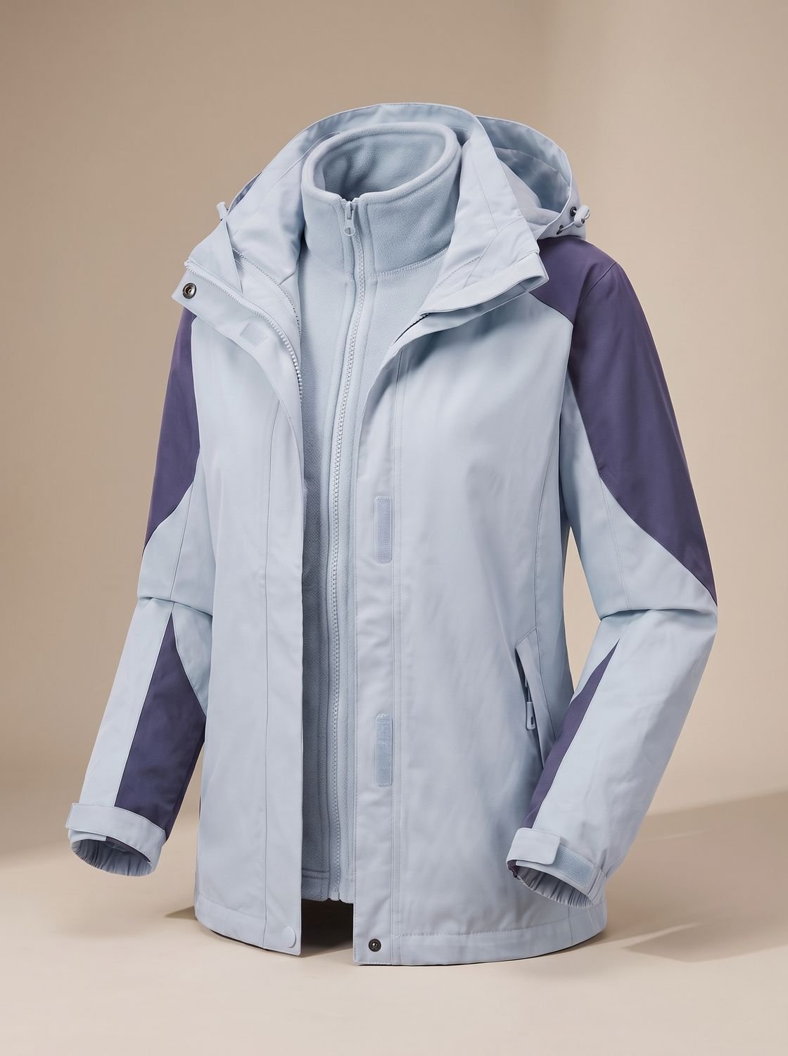 Women's 2-in-1 Hooded Softshell Fleece Outdoor Jacket
