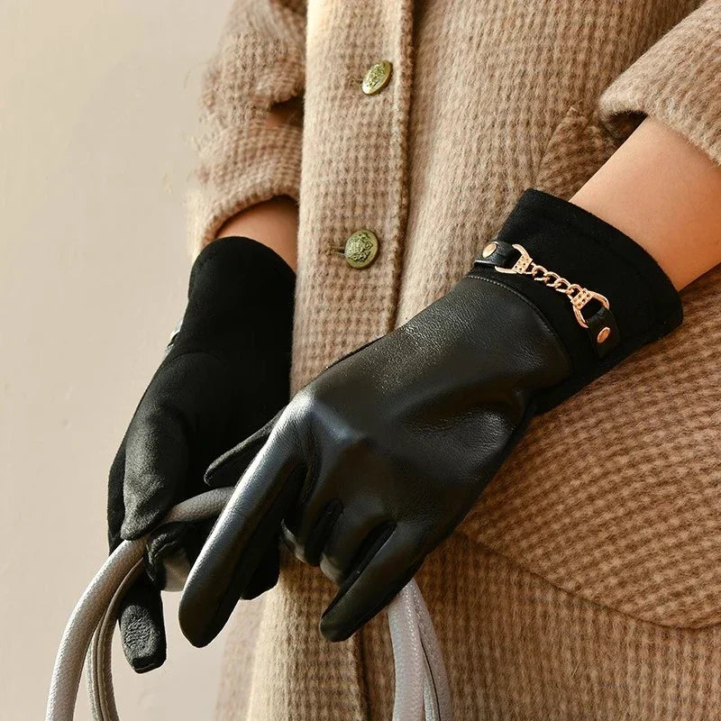 Women's Cashmere-Lined Leather Gloves