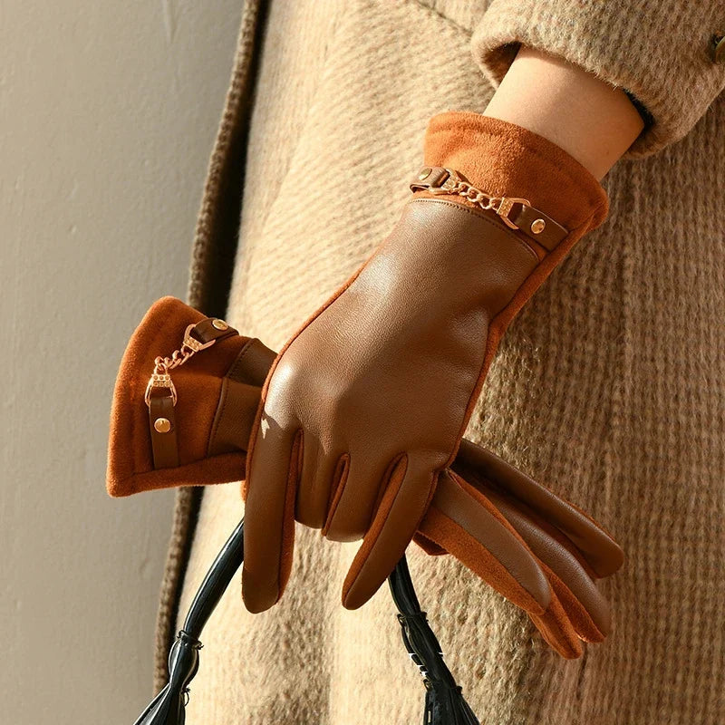 Women's Cashmere-Lined Leather Gloves
