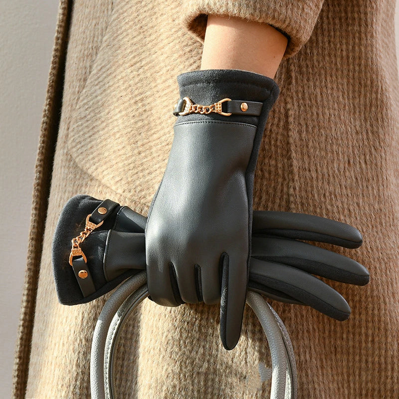 Women's Cashmere-Lined Leather Gloves