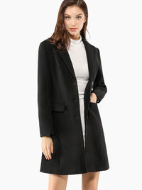 Women's Classic Wool-Blend Tailored Lapel Coat