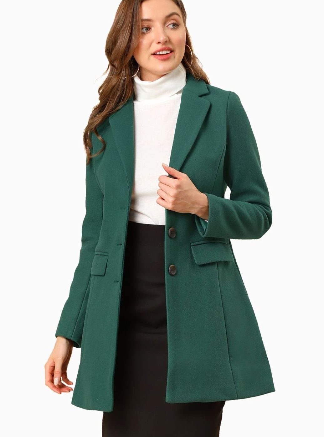 Women's Classic Wool-Blend Tailored Lapel Coat