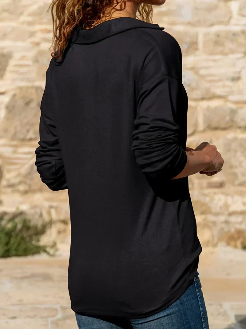 Women's Collared Half-Zip Long-Sleeve Knit Pullover Sweater