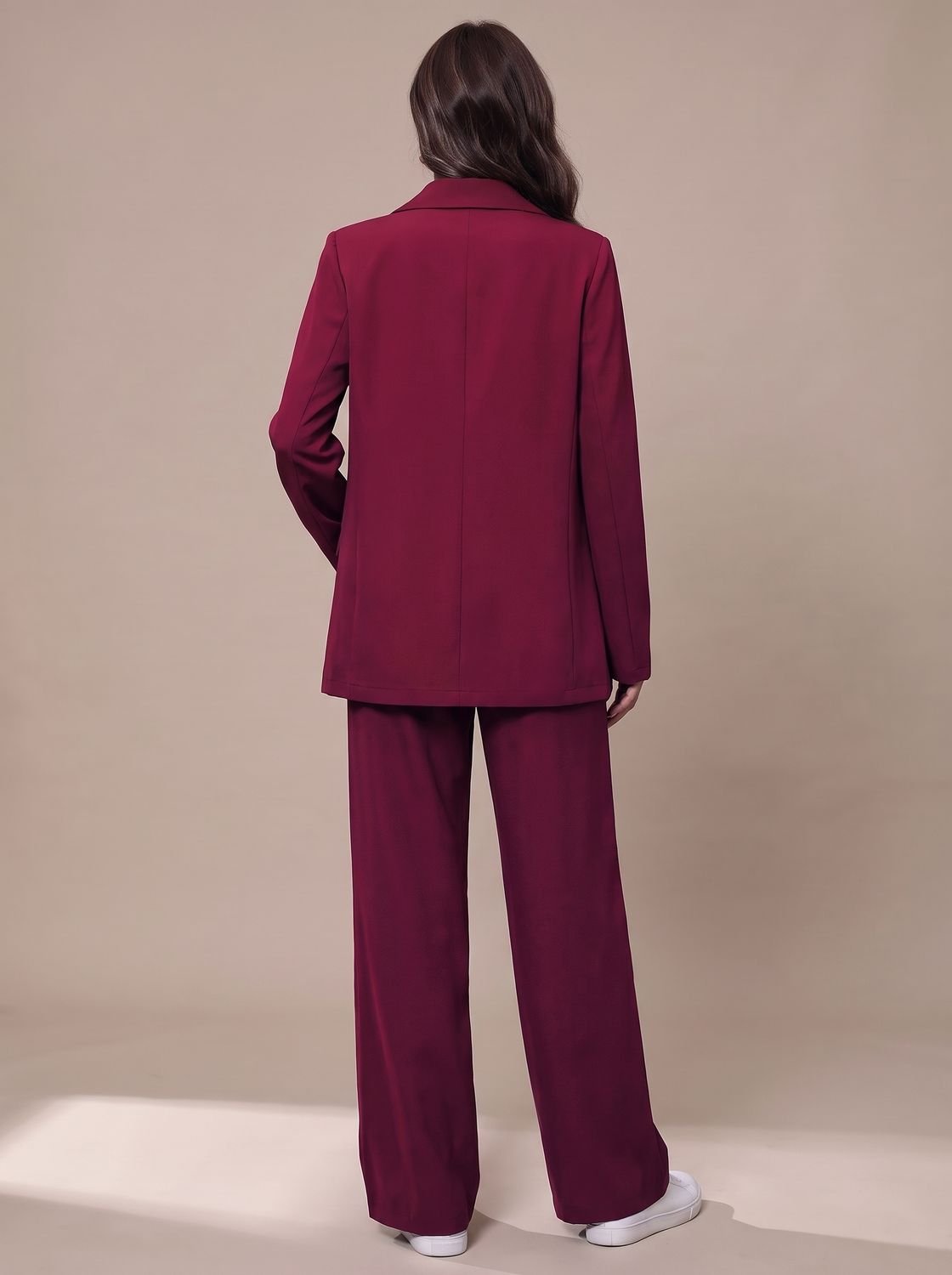 Women's Double-Breasted Tailored Wide-Leg Blazer and Pants Suit Set