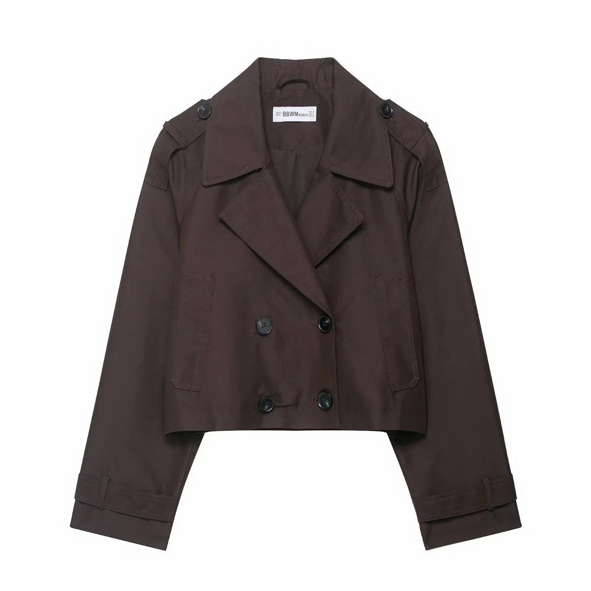 Women's Double-Breasted Trench Coat with Pockets – Autumn Winter Office Jacket