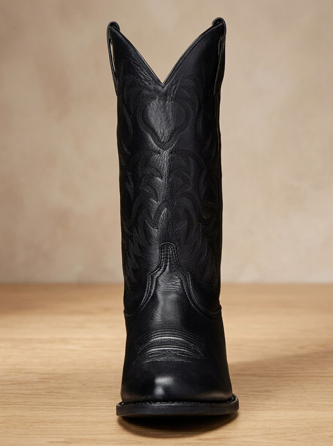 Women's Embroidered Western Cowboy Mid-Calf Block Heel Boots - Black