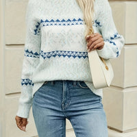 Women's Fair Isle Christmas Sweater | Relaxed Fit Snowflake Knit Pullover | Lightweight Holiday Jumper for Women