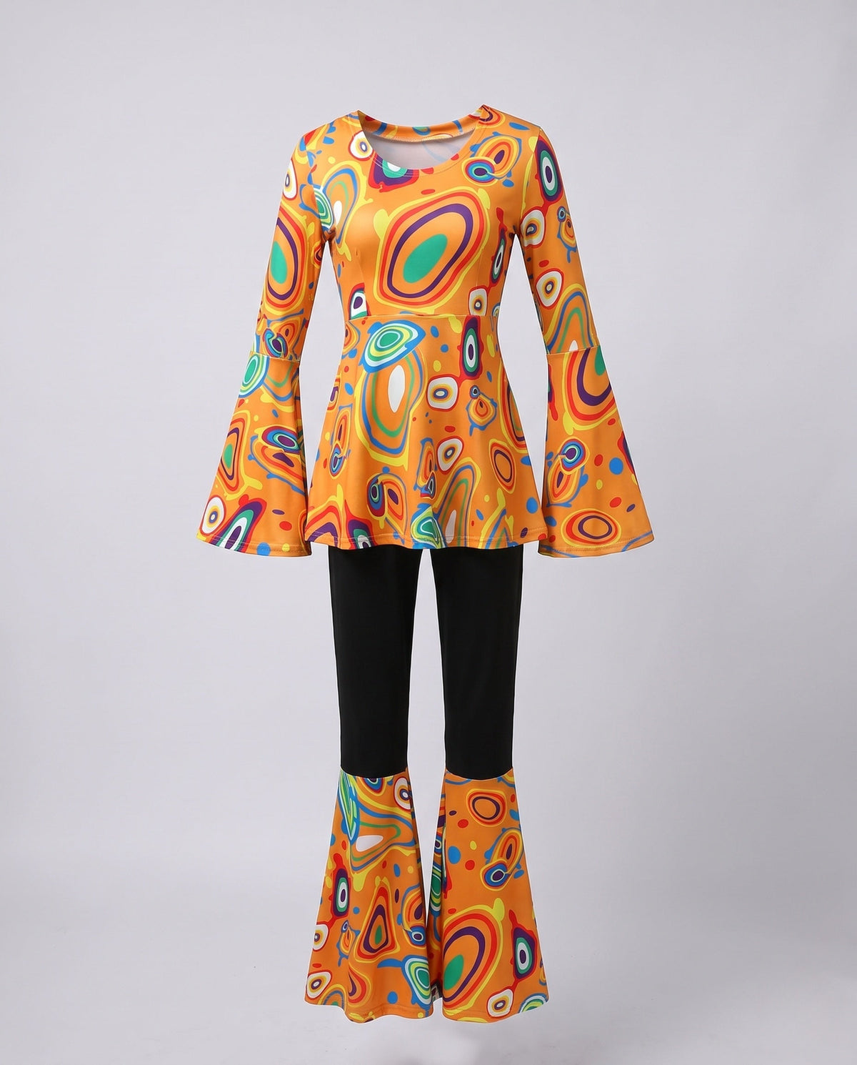 Women's Flared Trousers with Stylish Retro-Style Top