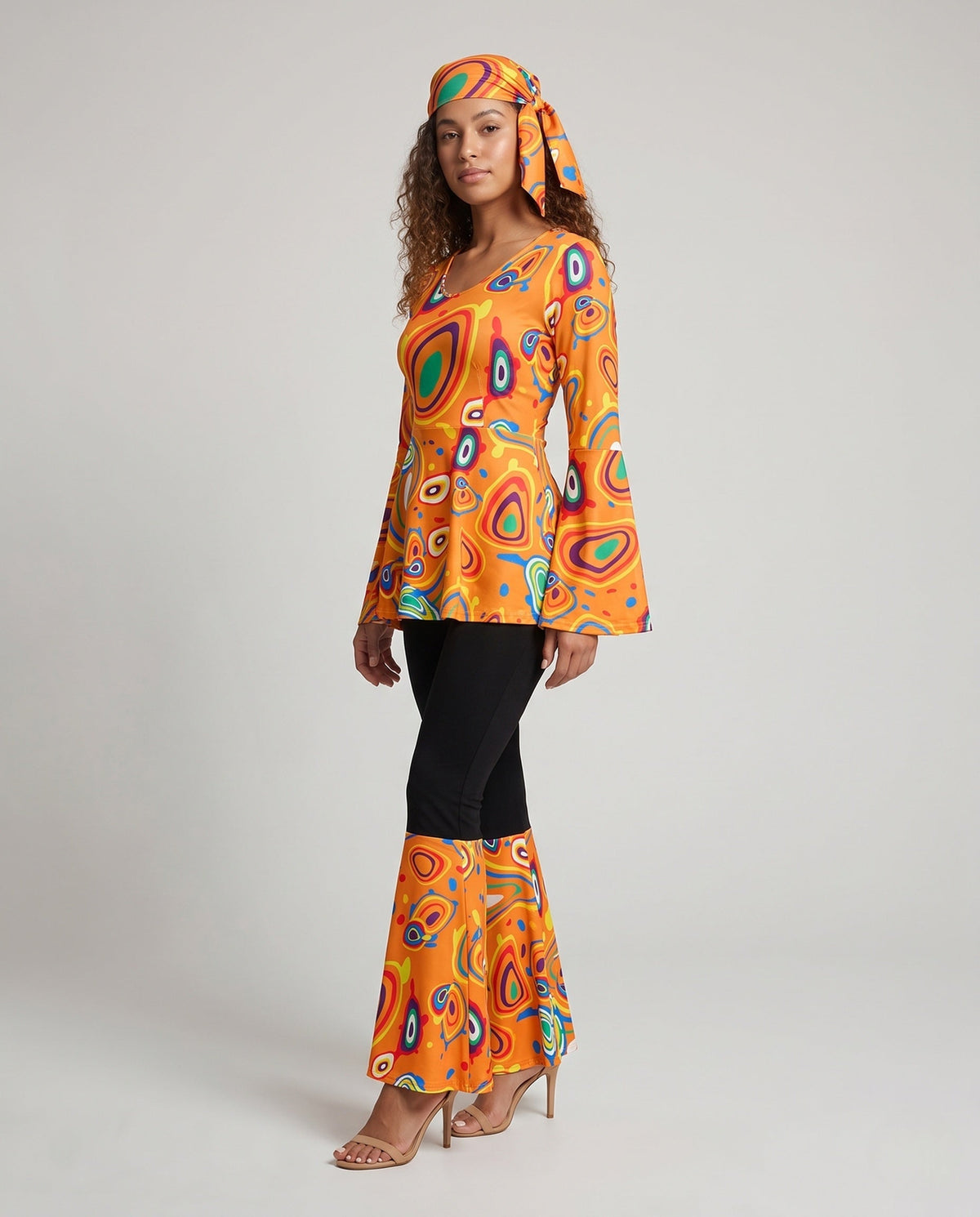 Women's Flared Trousers with Stylish Retro-Style Top