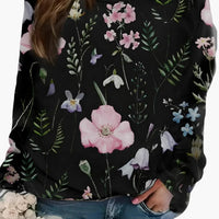 Women's Floral Print Crew Neck Sweater