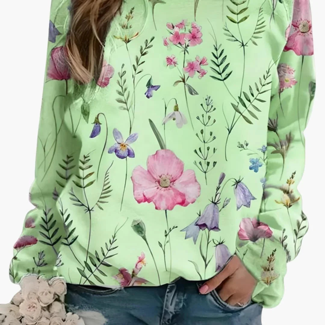 Women's Floral Print Crew Neck Sweater