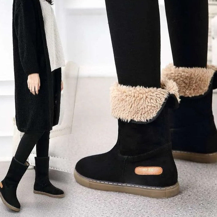 Women's High Boots with Warm Lining and Windproof Design