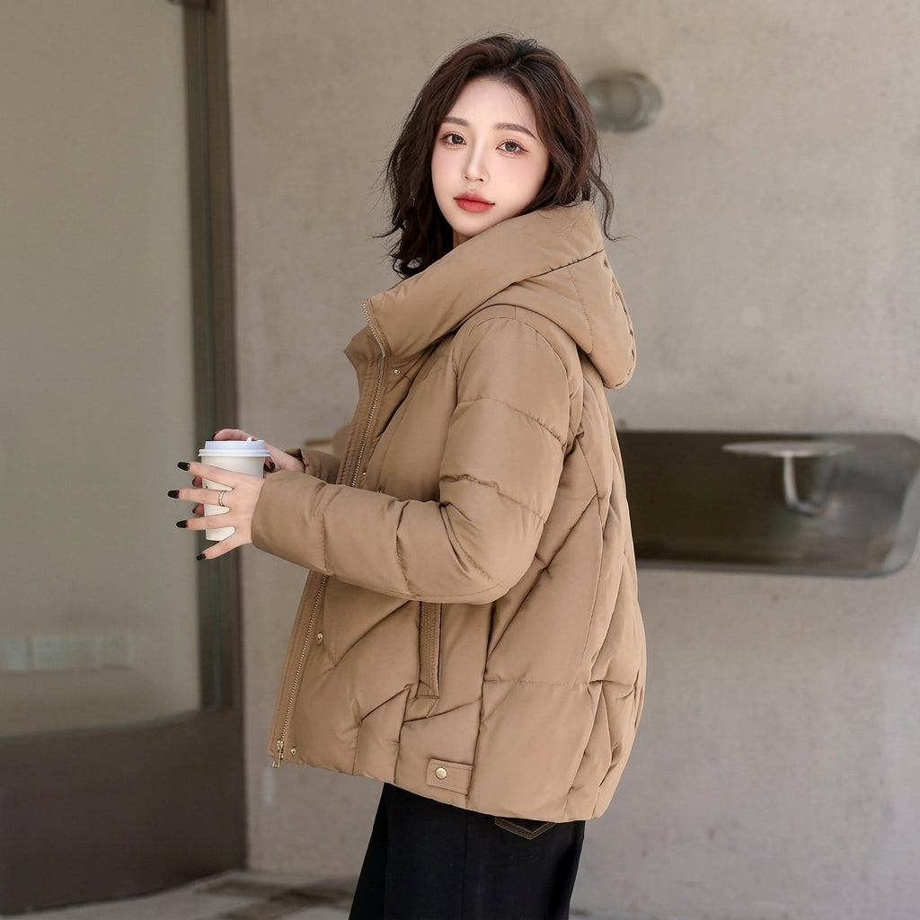 Women's Hooded Padded Zip-Up Winter Puffer Jacket