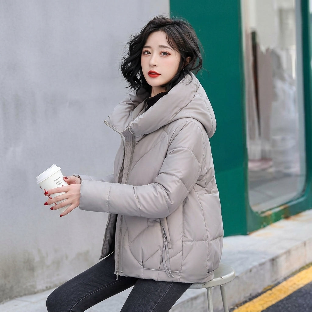 Women's Hooded Padded Zip-Up Winter Puffer Jacket