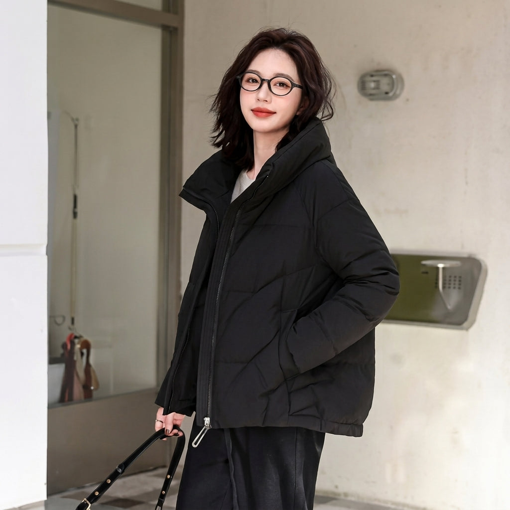 Women's Hooded Padded Zip-Up Winter Puffer Jacket