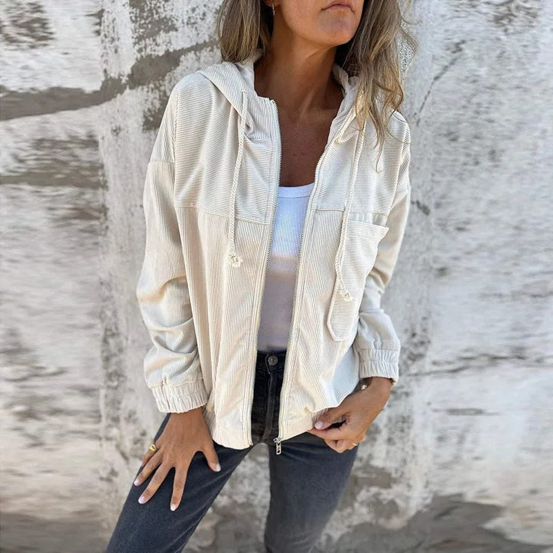 Women's Lightweight and Stylish Zip-Up Hooded Jacket