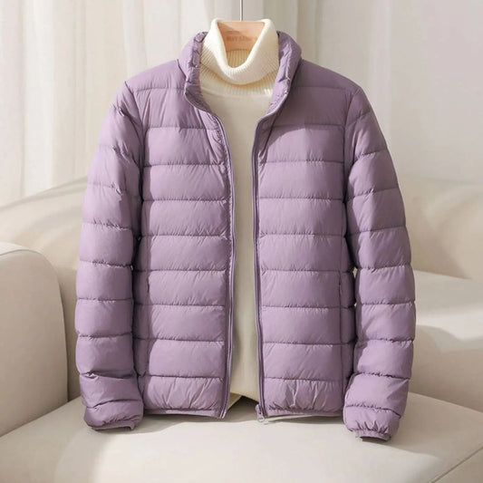 Women's Lightweight Quilted Padded Puffer Coat with Stand Collar