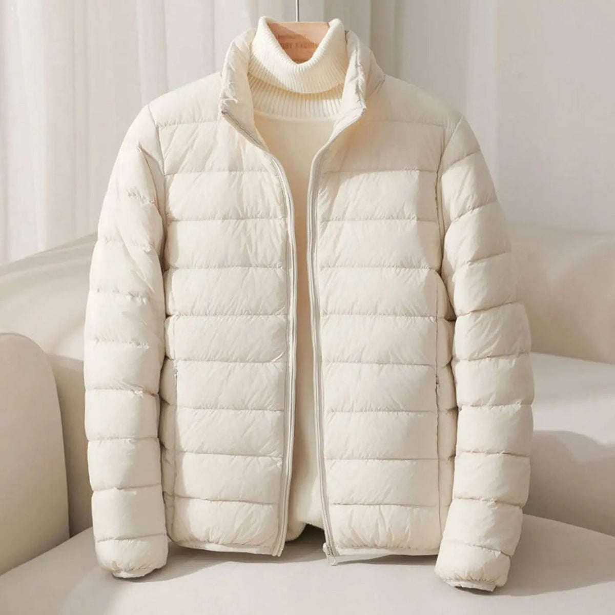 Women's Lightweight Quilted Padded Puffer Coat with Stand Collar