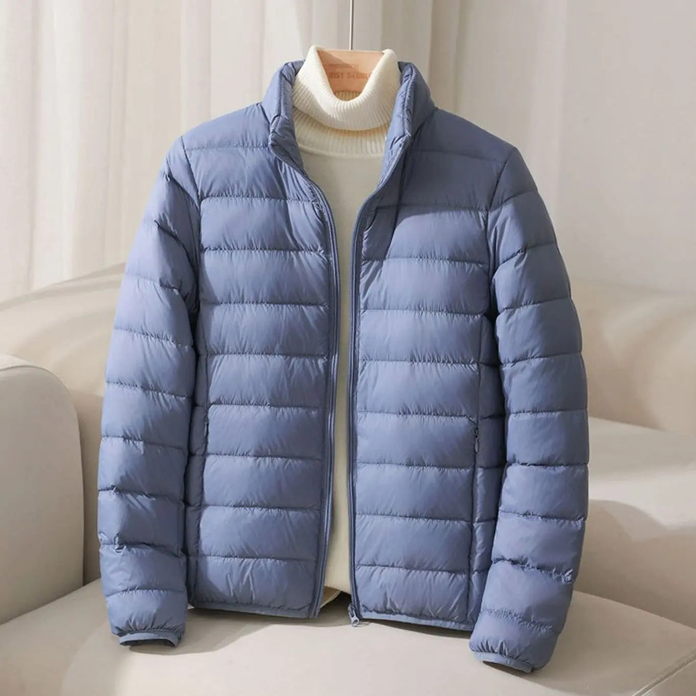 Women's Lightweight Quilted Padded Puffer Coat with Stand Collar
