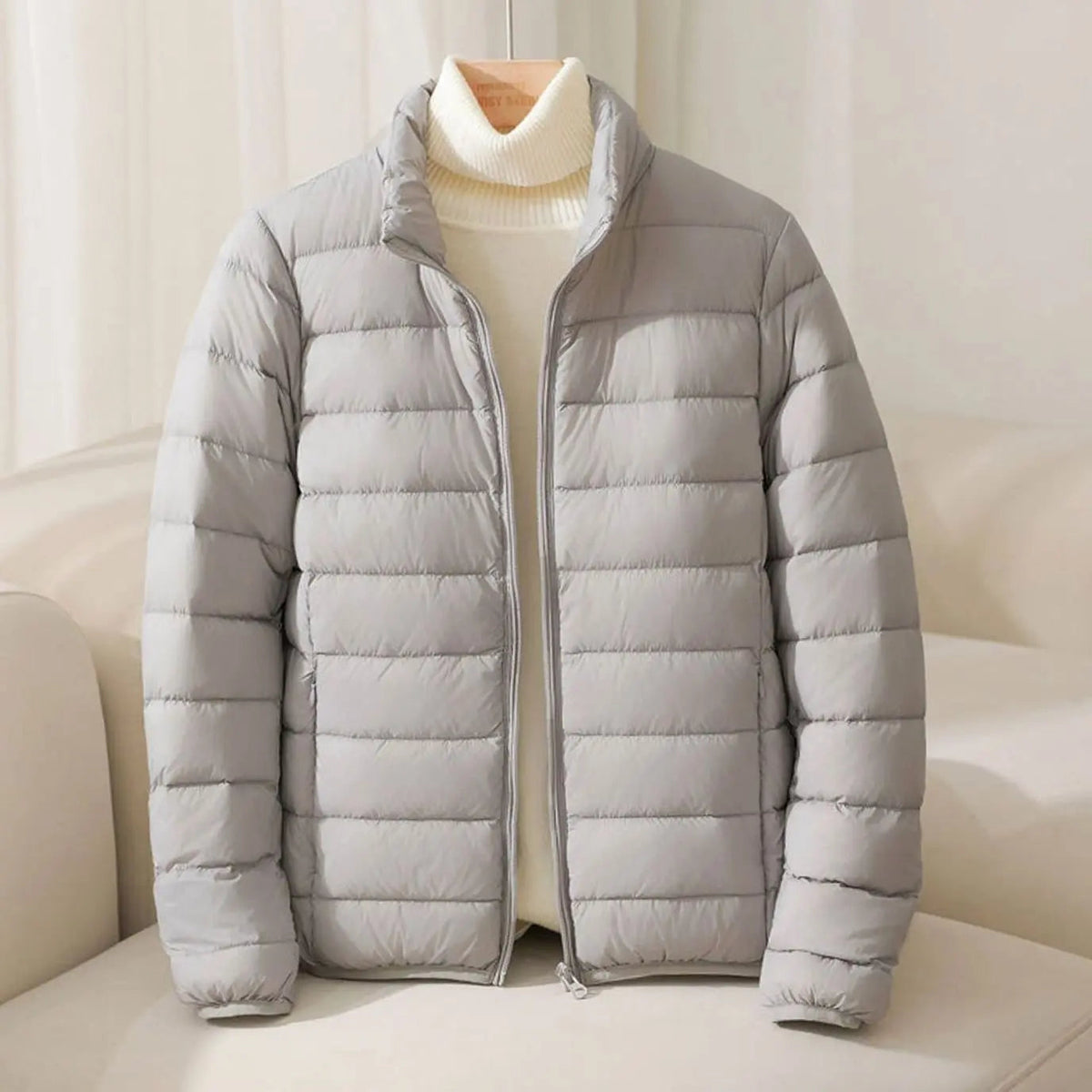 Women's Lightweight Quilted Padded Puffer Coat with Stand Collar