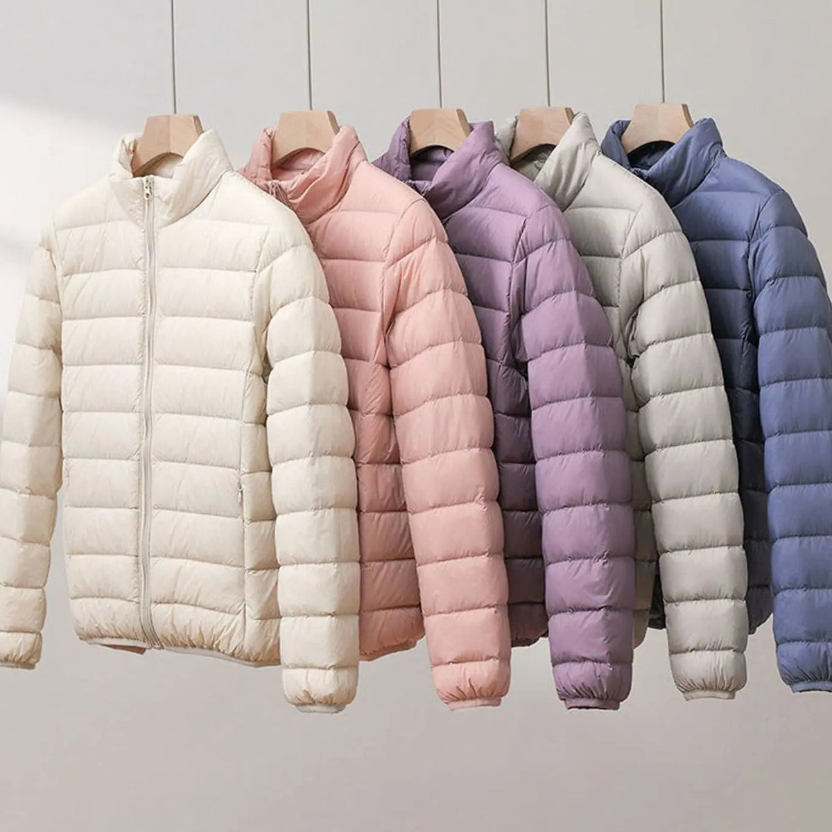 Women's Lightweight Quilted Padded Puffer Coat with Stand Collar