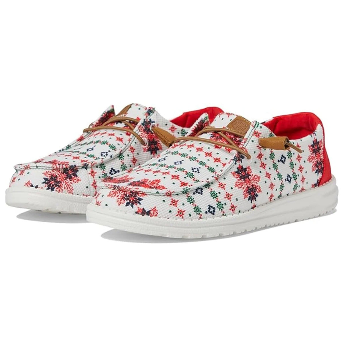 Women's Lined Christmas Slip-On Shoes with Nordic Winter Pattern