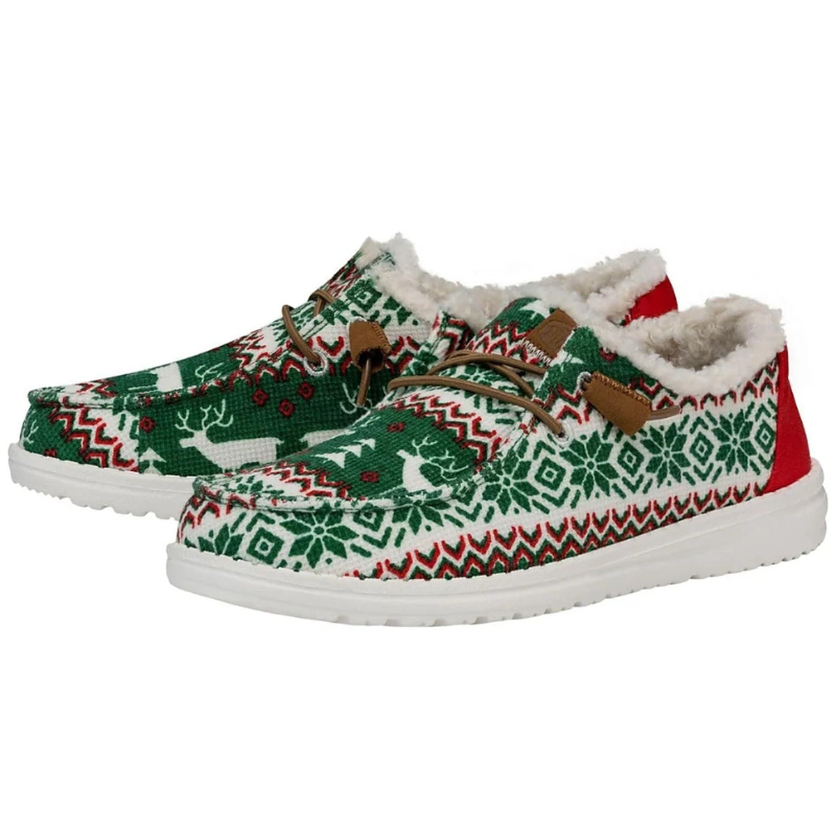 Women's Lined Christmas Slip-On Shoes with Nordic Winter Pattern