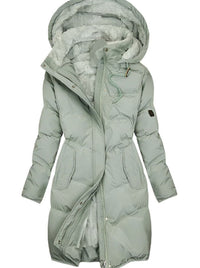 Women's Long Quilted Hooded Fleece-Lined Winter Coat