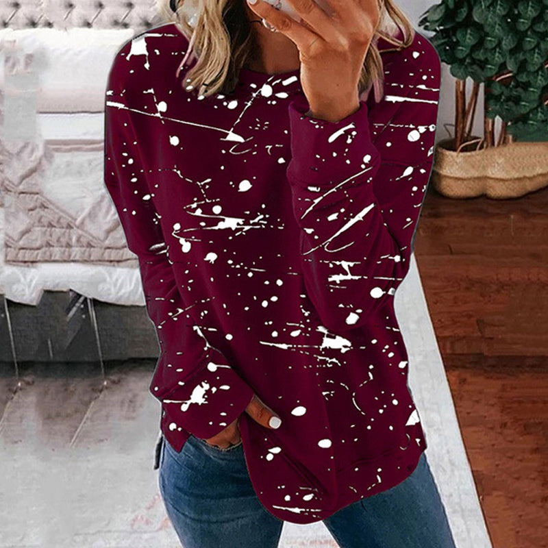 Women's Long Sleeve Top with Multicolor Graffiti Print