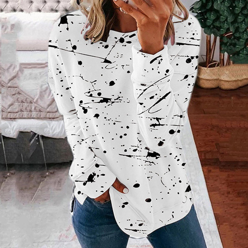 Women's Long Sleeve Top with Multicolor Graffiti Print