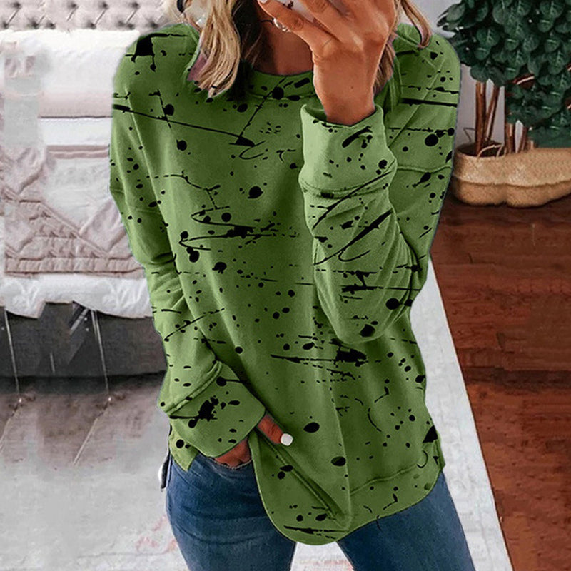 Women's Long Sleeve Top with Multicolor Graffiti Print