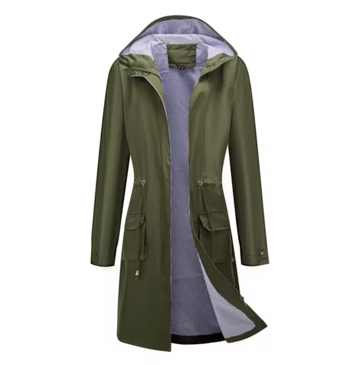 Women's Long Waterproof Jacket with Hood for Outdoor Protection