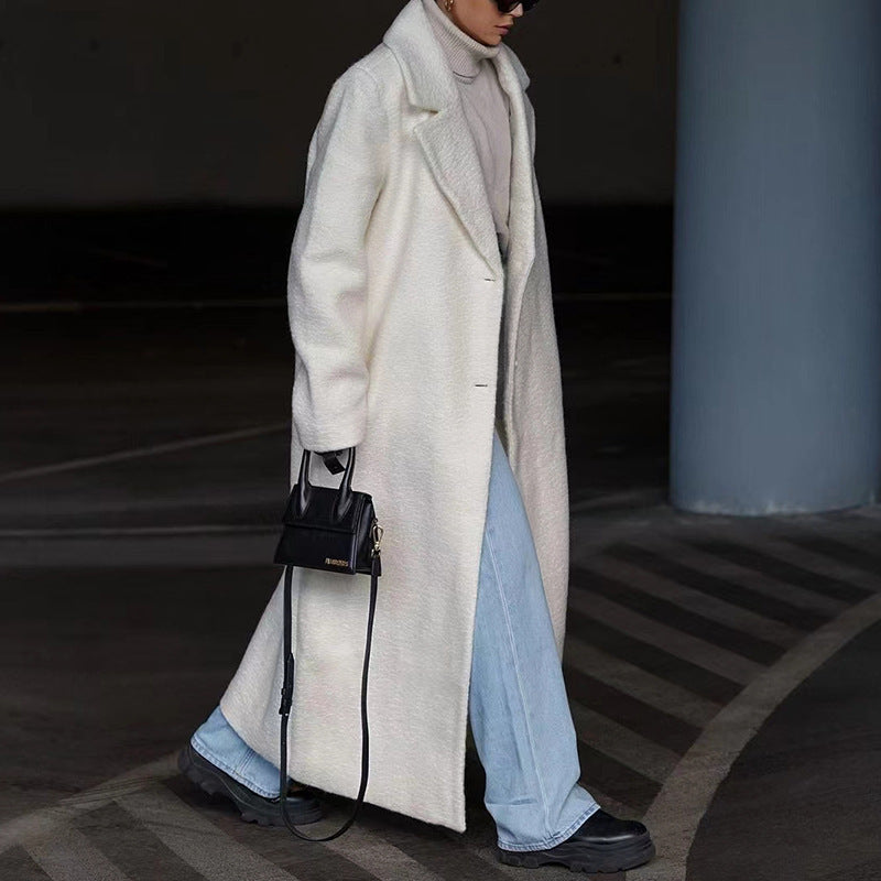Women's Longline Wrap Coat with Shawl Collar